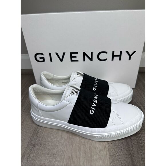 GIVENCHY Logo Leather City Sport Slip-on Sneakers Black & White Size US 11 $675 - Picture 6 of 12
